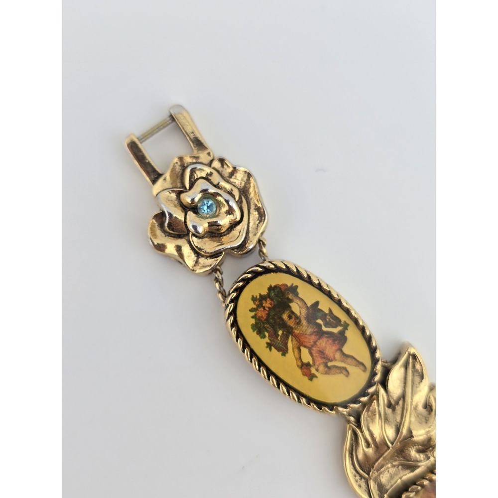 Vintage Slider Charm Working Watch - Cherub Victorian Revival AB Rhinestone - Picture 5 of 13